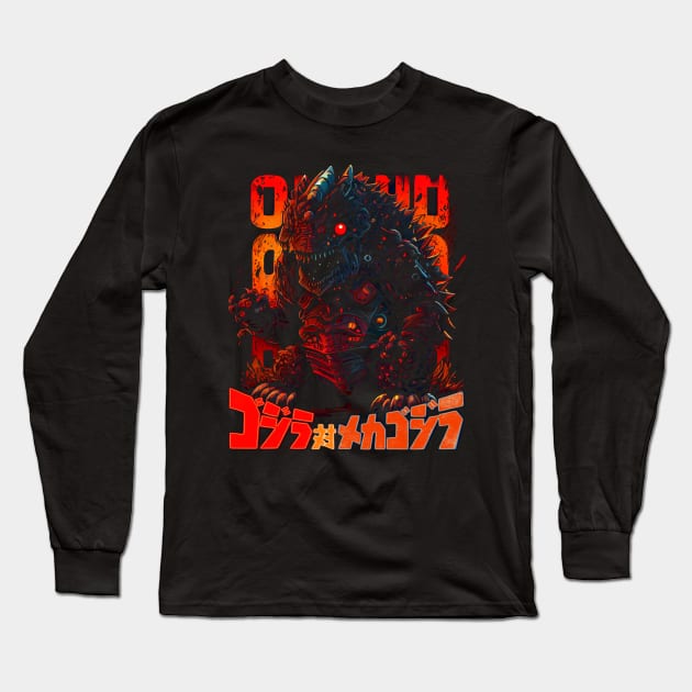 Chibi Mecha GodZilla Long Sleeve T-Shirt by gblackid